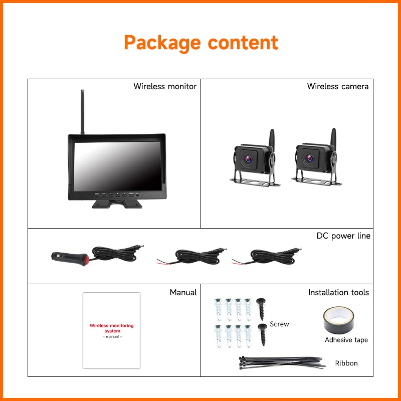 10Inch WIFI Technology Car Monitor Display Wireless Dual camera Parking reversing Camera Monitor For Truck RV