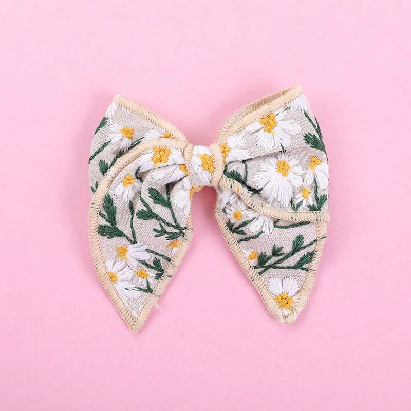 Elegant Floral Cotton Hair Bow Spring Hair Clip Fashion Print Hair Barrette For Women Girls Sweet Hairclip Hair Grip Accessories