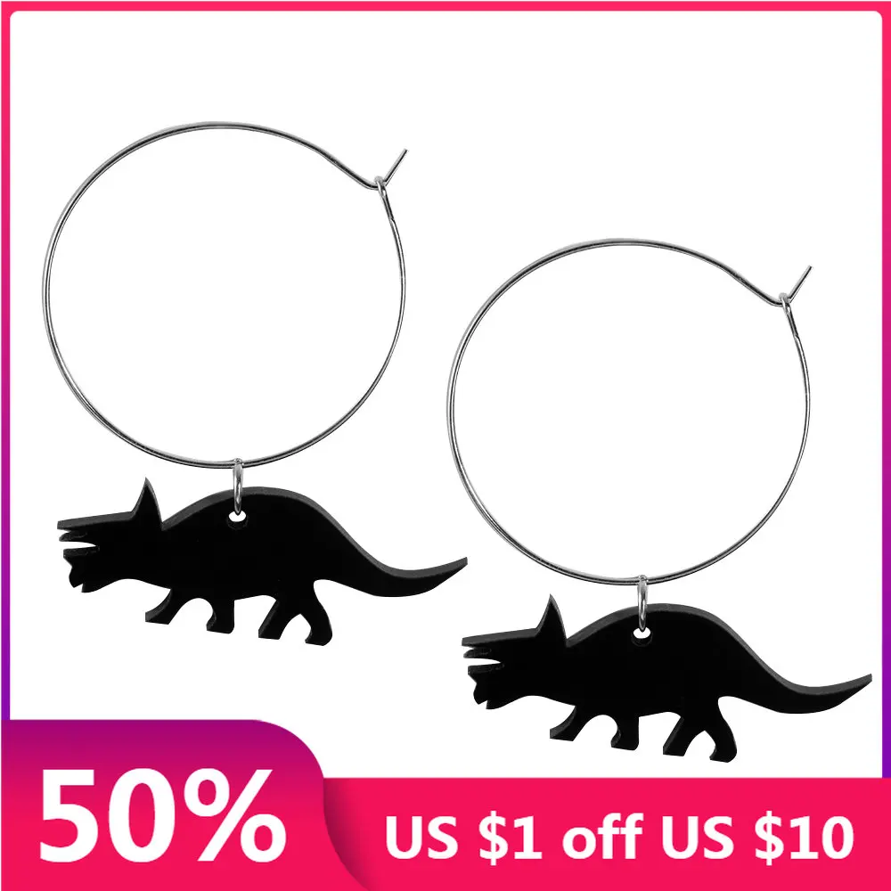 VIVILADY New Design Dinosaur Acrylic Hoop Earrings Women Cute Animal Boho Bijoux Friendship Accessory Jewelry Birthday Gifts