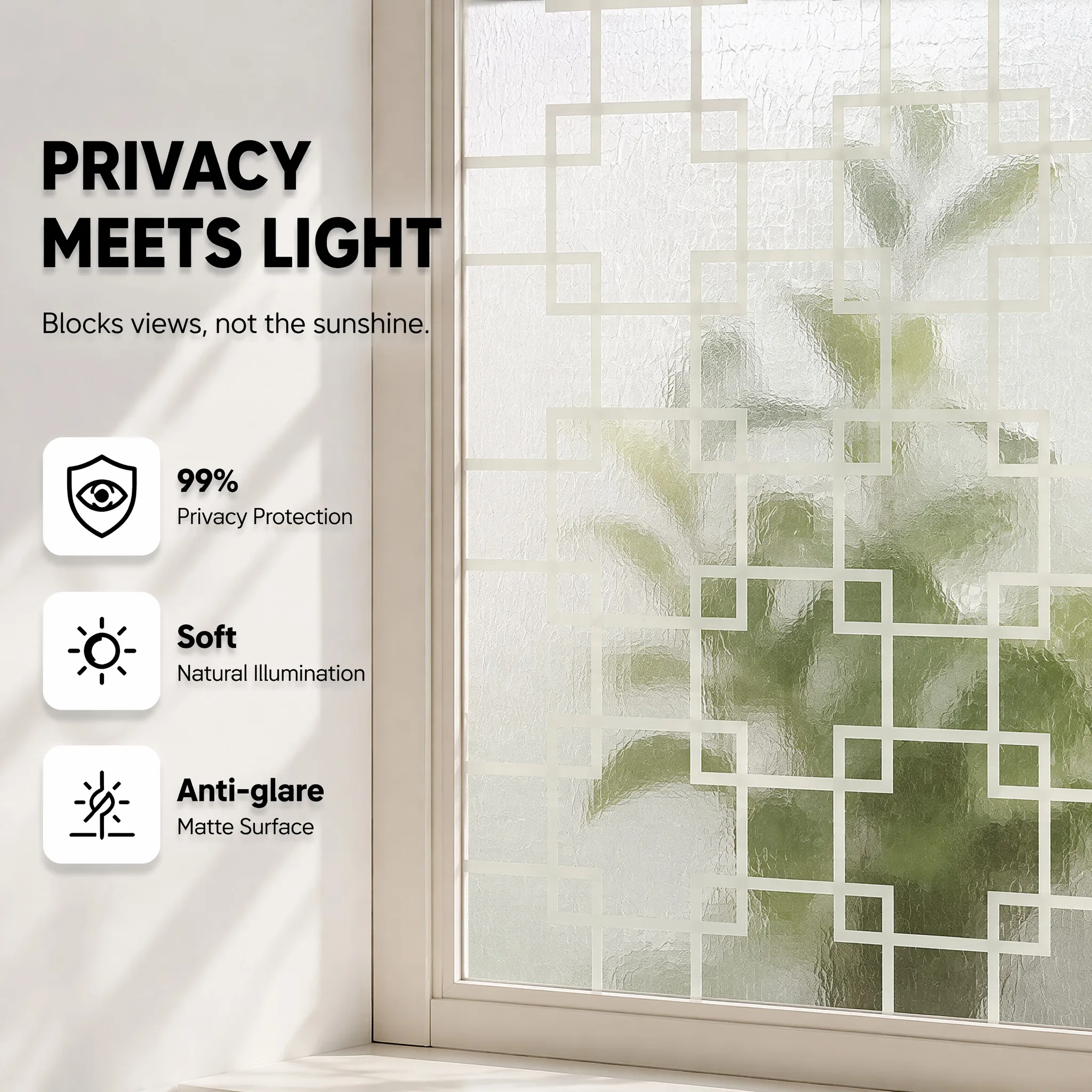 Self-Adhesive Chinese Lattice Silk Frosted Window Privacy Film