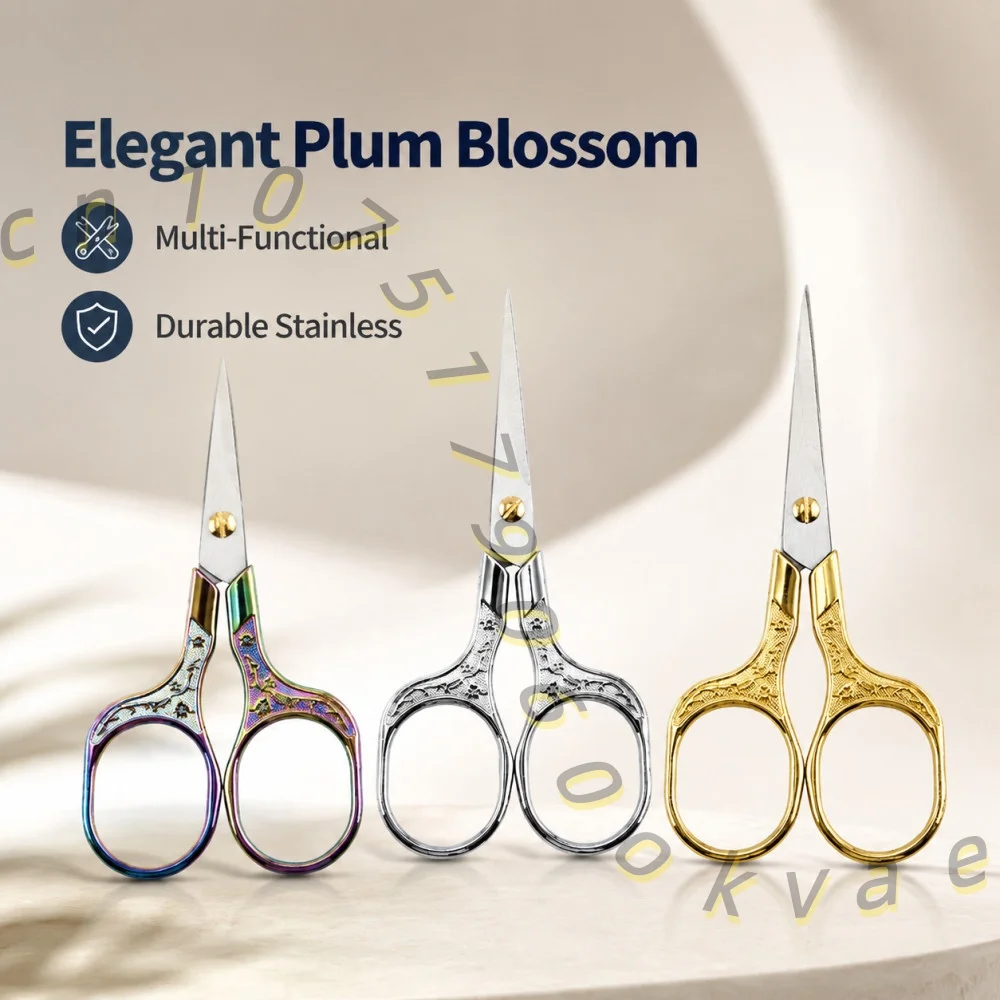 Retro Floral Embroidery Scissors Sharp Stainless Steel Thread Cutter Portable Sewing Scissors for Needlework Arts Crafts