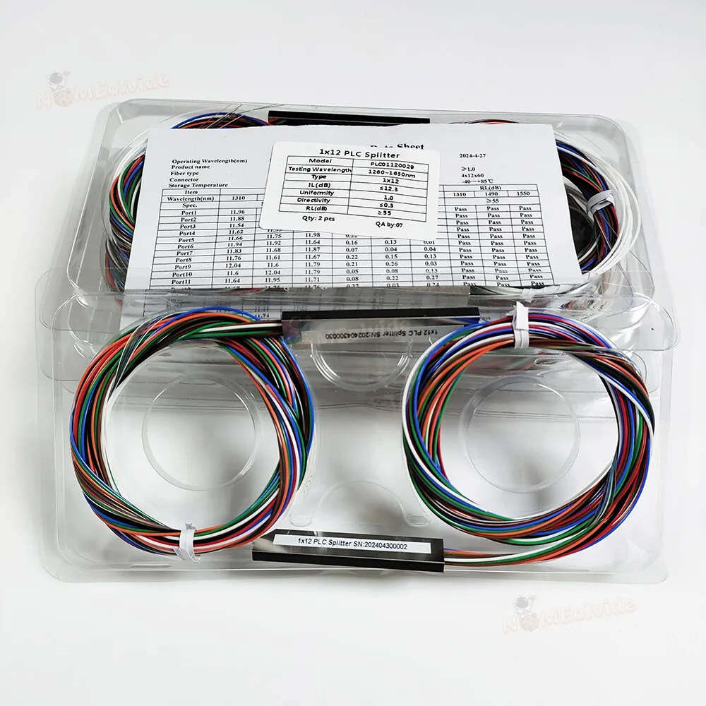 5pcs 1X3 1X6 1X12 Fiber Without Connector 0.9Mm 4-10Pcs/Lot Optic PLC Splitter White/ Color FTTH