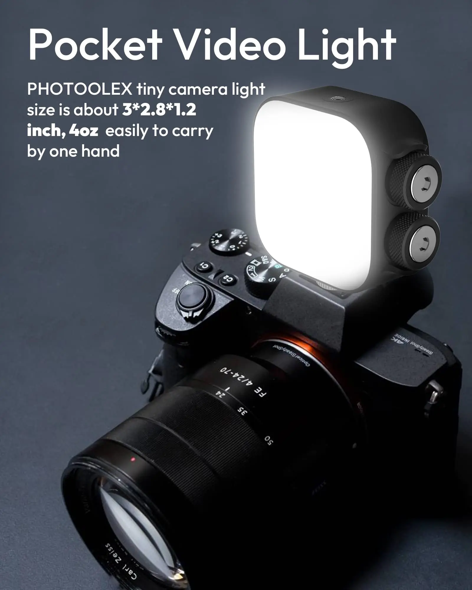 PHOTOOLEX Tofu RGB Camera Light | Full Color RGB LED Light 2500-9900K, Portable LED Video Lighting w Rechargeable Battery, Cold