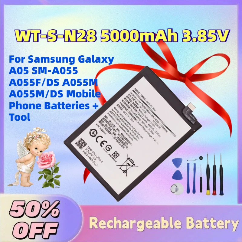 

Upgrade New WT-S-N28 5000mAh 3.85V Battery for Samsung Galaxy A05 SM-A055 A055F/DS A055M A055M/DS Mobile Phone Batteries + Tool
