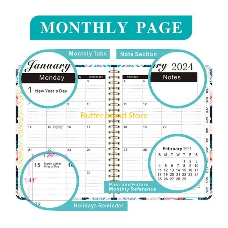 W89C 12 Month Desk Calendar Days Calendar Combo, 2024 Planning Calendar, Thick Paper