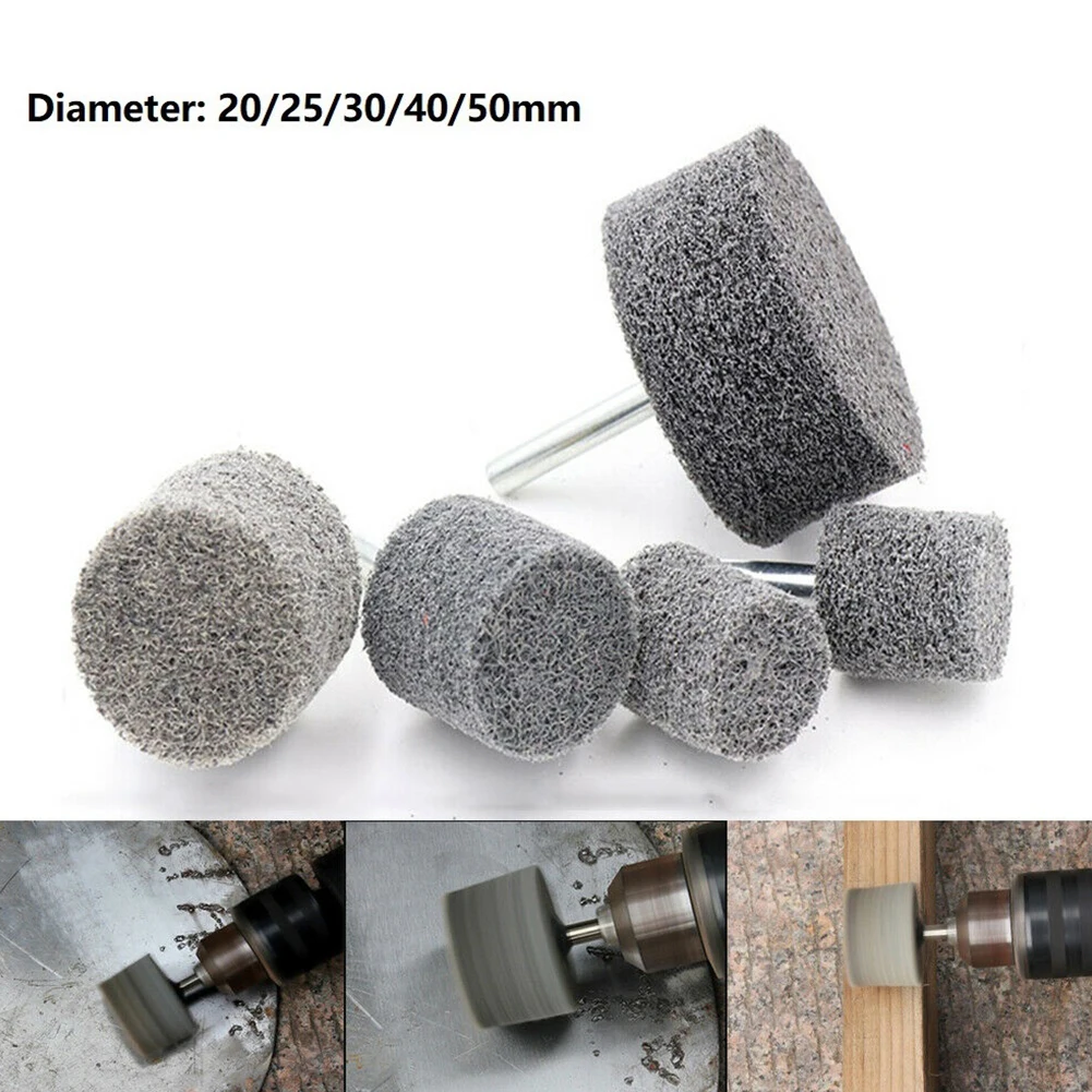 1pc 20-50mm Nylon Fiber Polishing Wheel 20/25/30/40/50mm Gray Abrasive 6mm Shank For Drill Grinder Grinding Head