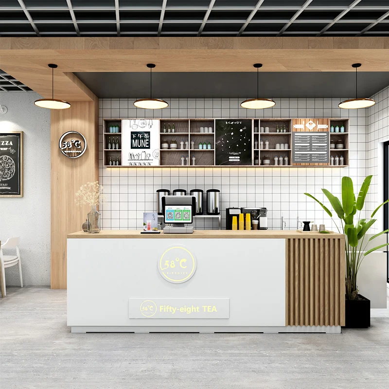 Custom. High Quality Dessert Beverage Cafe Store Reception Counter Front Desk White Cash Counter Checkout Counters For Sale