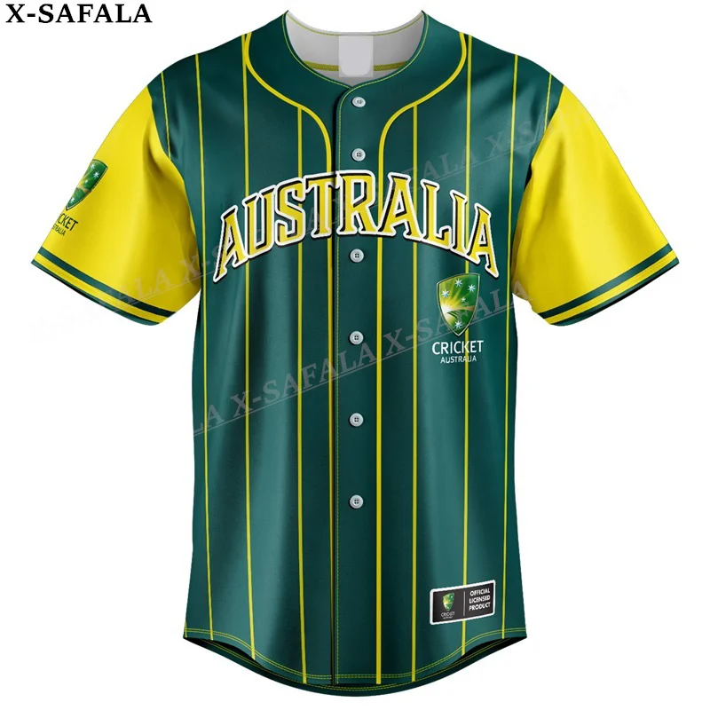 Australia Cricket 2024 Ashes Go Aussie Customized 3D Printed Baseball Jersey Shirt Men's Tops Tee Oversized Streetwear Jersey-3