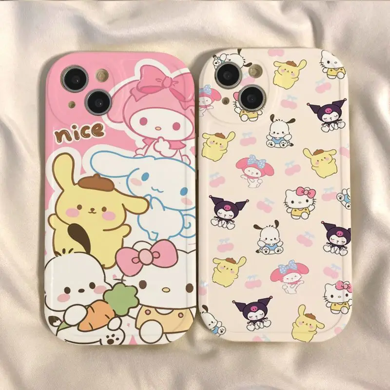 Kawaii Sanrio Anime Cinnamoroll Phone Case Cute iPhone 13/14/15Promax My Melody Anti-fall Pochacco Phone Protective Case