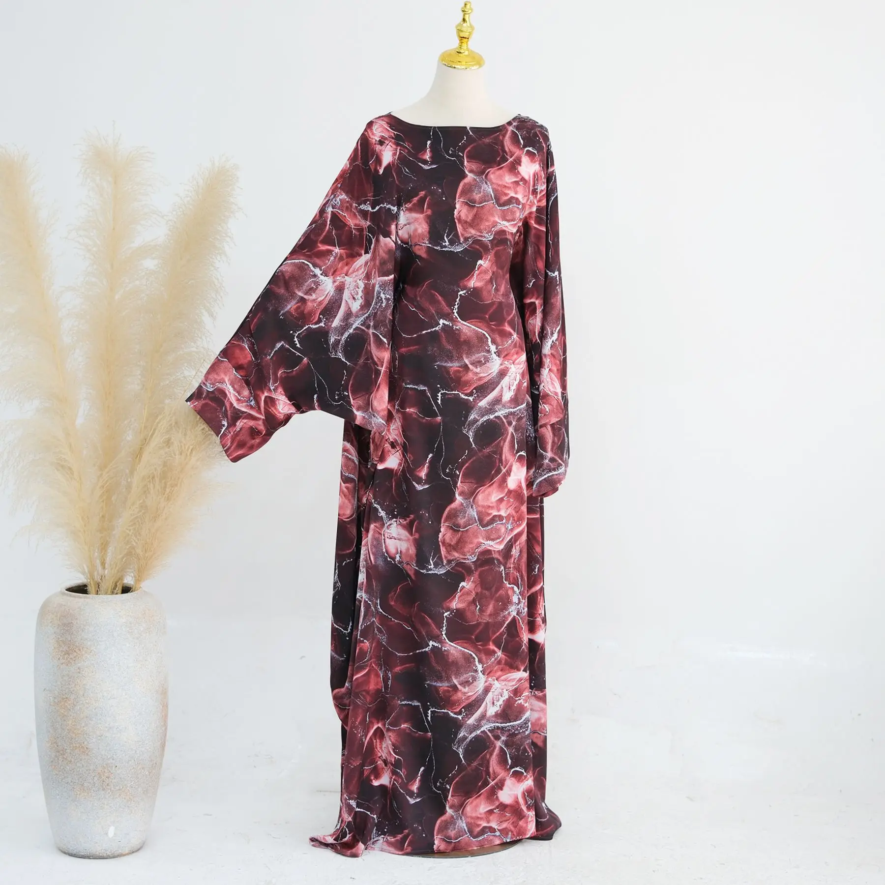 Otoño nueva moda musulmana Abaya vestido Hijab conjunto estilo árabe Dubai Abaya moda impresa Abaya Kaftans vestidos modestos traje