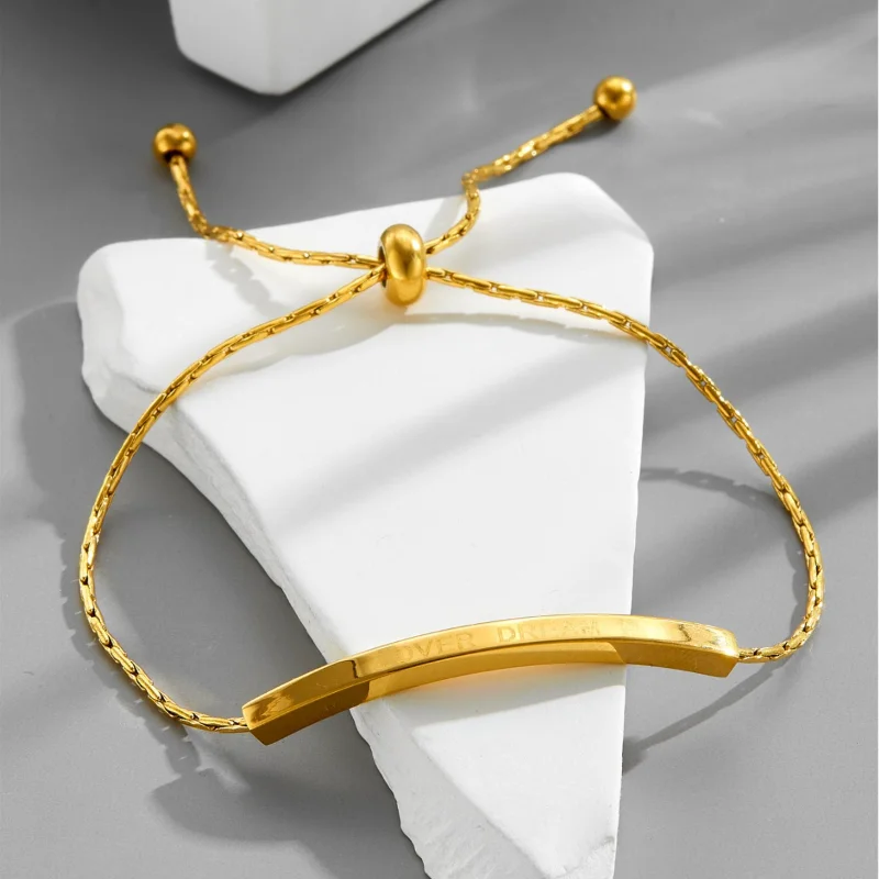 تصميم بسيط من الفولاذ المقاوم للصدأ سوار قابل للتعديل لون ذهبي ربط الإسورة العصرية اليومية اكسسوارات مجوهرات الحفلات هدايا عيد الميلاد بالليزر #5