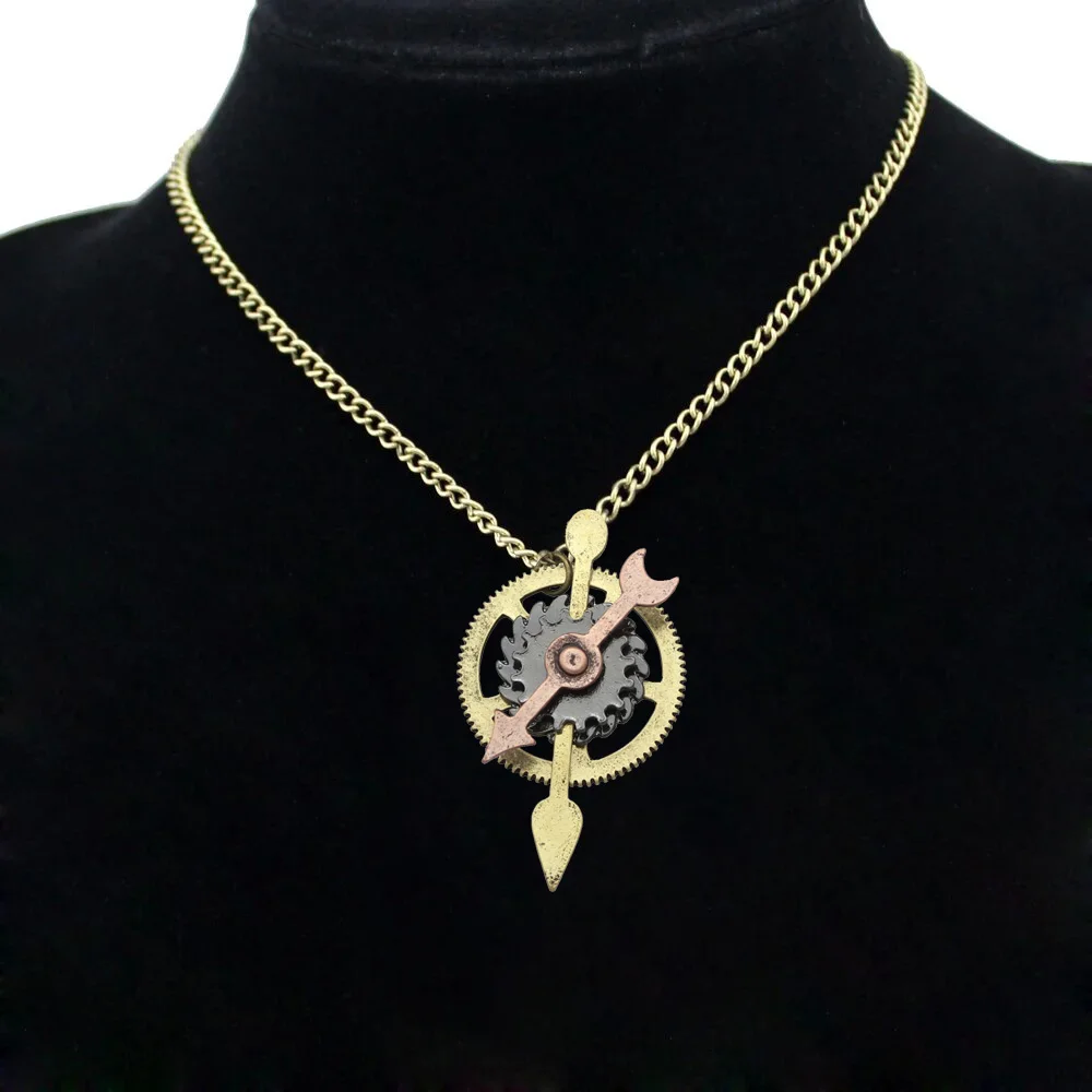 Steampunk Watch Clock Hand Gear Pendant Necklace For Women Fashion Vintage Long Necklace Jewelry Female Chain Accessories