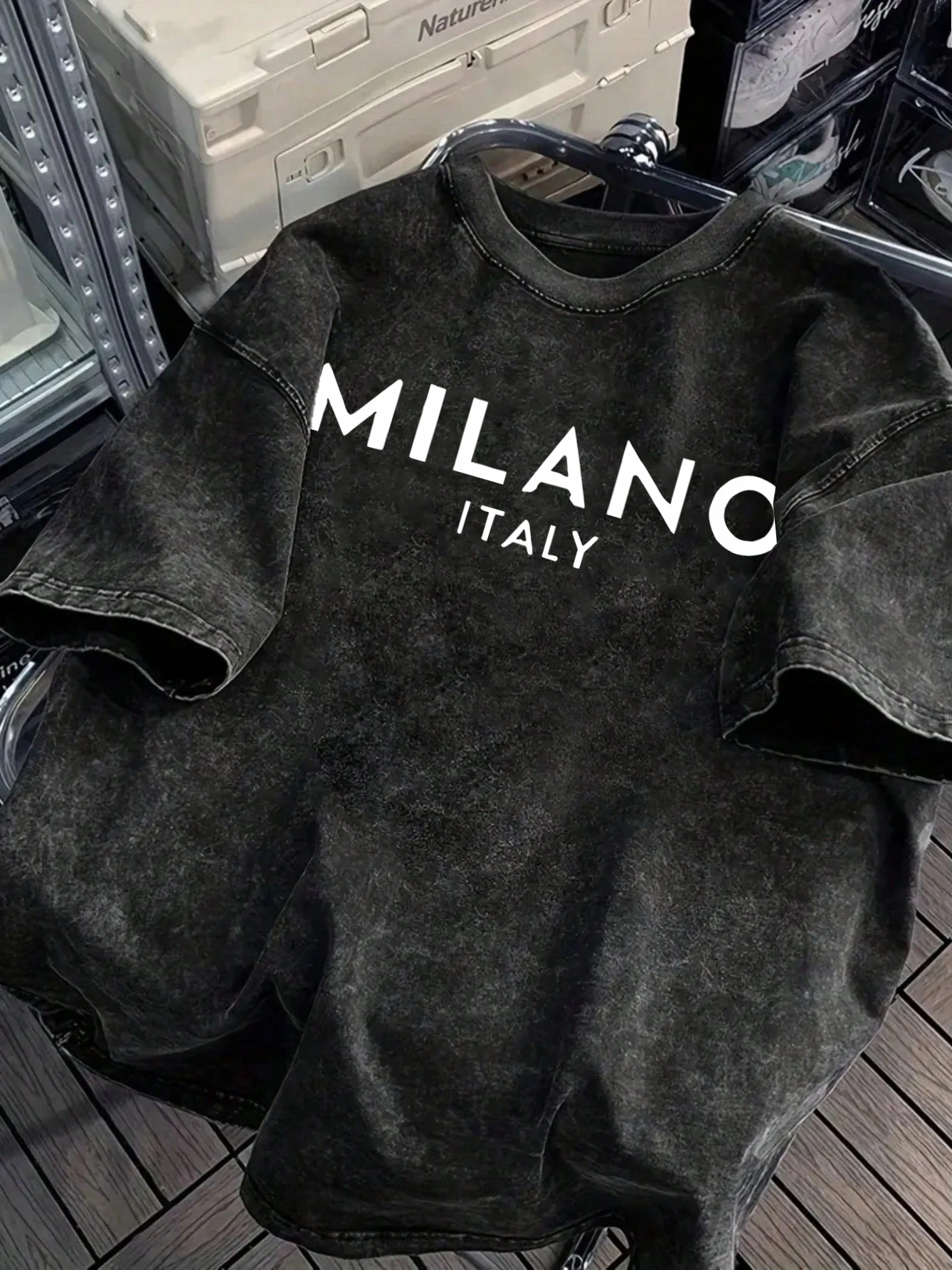 Milano Italien Bedrucktes Retro-T-Shirt für Herren, Sommer-T-Shirts aus atmungsaktiver Baumwolle, weiches, modisches, gewaschenes T-Shirt, Unisex-Freizeitkleidung