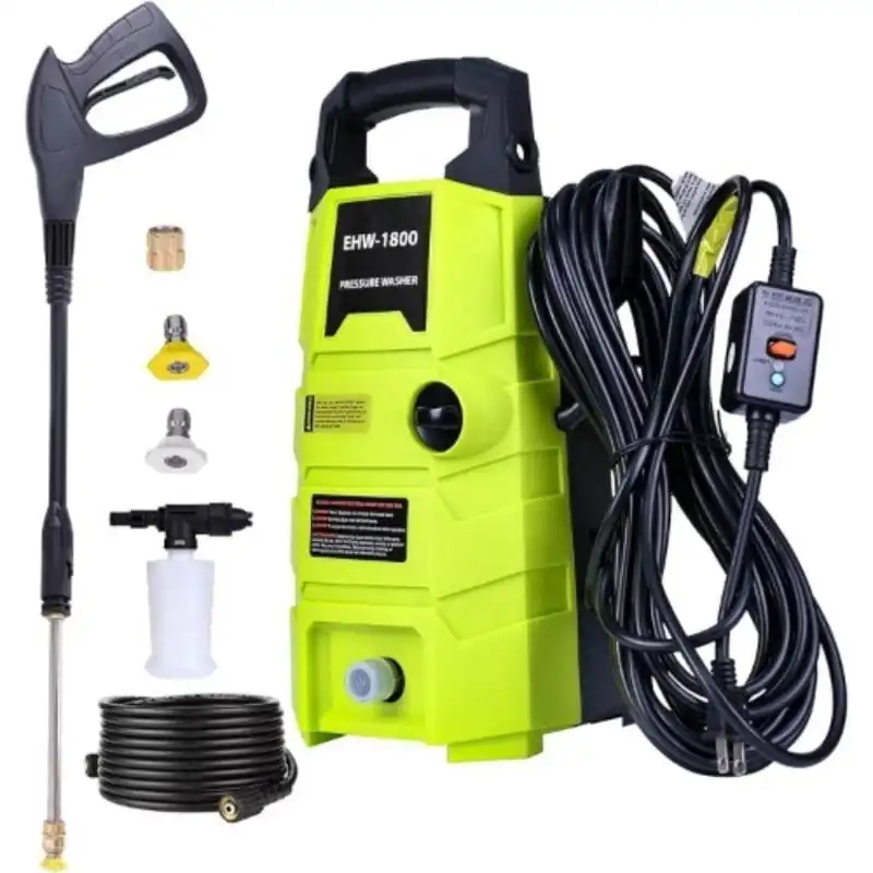 Car Electric Pressure Washer High Power Power Washer with Foam Soap Bottle Quick‑Connect High Pressure Nozzles High Pressure Hose Power Cord US Plug Portable Cleaner Machine for Car Driveway Patio Deck Fence Garden Home Outdoor Heavy‑Duty Cleaning