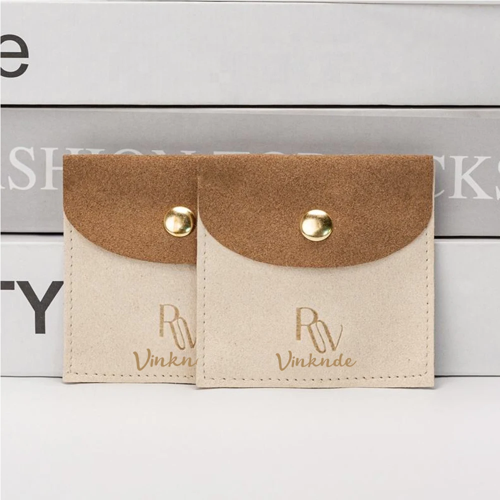 

50pcs Bulk Microfiber Earrings Bags 4x4inch Mini Jewelry Button Snap Packaging Pouches Personalized Logo Dusty Wedding Gift Bag