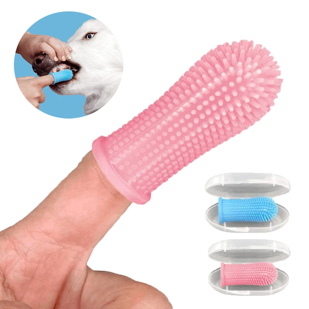 

Pet Finger Toothbrush Soft Silicone Dog Toothbrushes Teeth Cleaning Oral Care Cat Dog Grooming Clean Finger Brush Cover