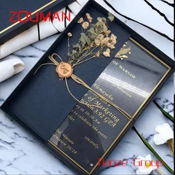 Custom , Custom 5*7 inches Gold Printed Luxury Acrylic Invitations Card Acrylic Wedding Invitation with Envelope/Box