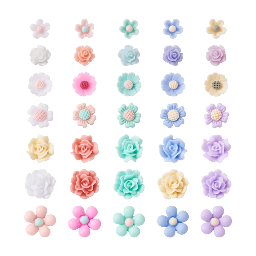 700Pcs Flower Opaque Resin Flat Back Cabochons for DIY Handmade Earring Hairclip Cute Jewelry Making Decorations Accessories