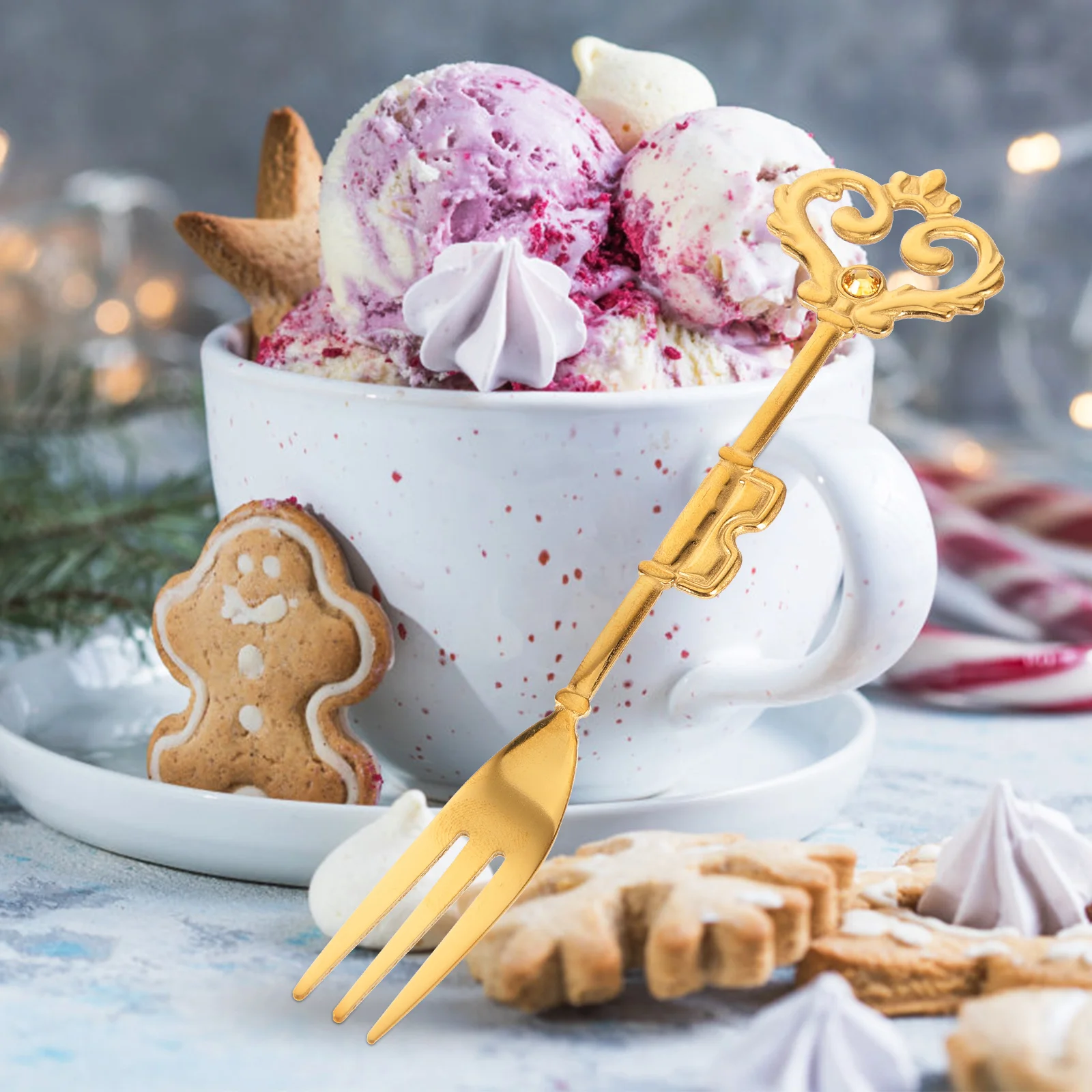 

Golden Vintage Mini Forks Stainless Steel Cutlery for Party Appetizers Desserts Fruit Salad Seafood Cocktail Tiny Small