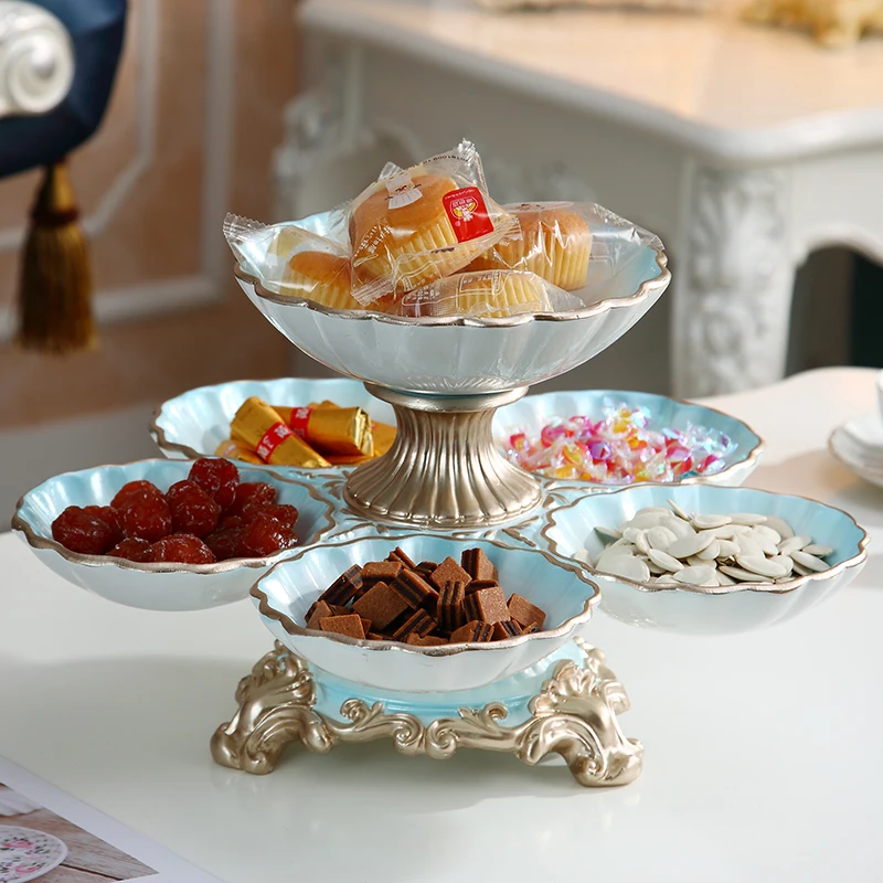

Double-layer rotating dried fruit plate home living room coffee table decoration home candy plate nut plate ornament