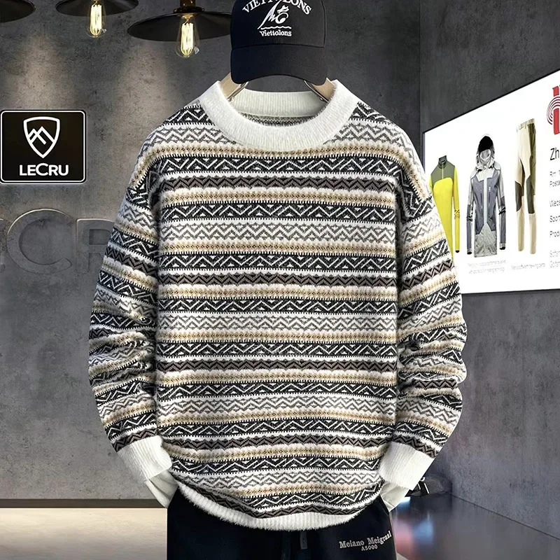 

Men's Round neck sweater Autumn/Winter 2024 Men's High-Quality Fashion Trend Minkfur Sweater Men Casual Comfortable Warm Sweater