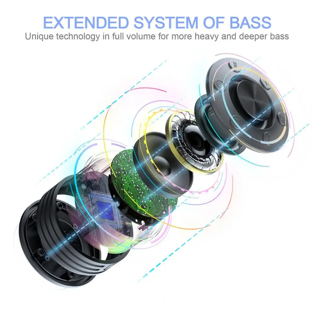 مكبر صوت لاسلكي متوافق مع تقنية البلوتوث مع أضواء RGB LED IPX7 مقاوم للماء وسهل التوصيل ومكبر صوت ستيريو محمول على شكل عظمة