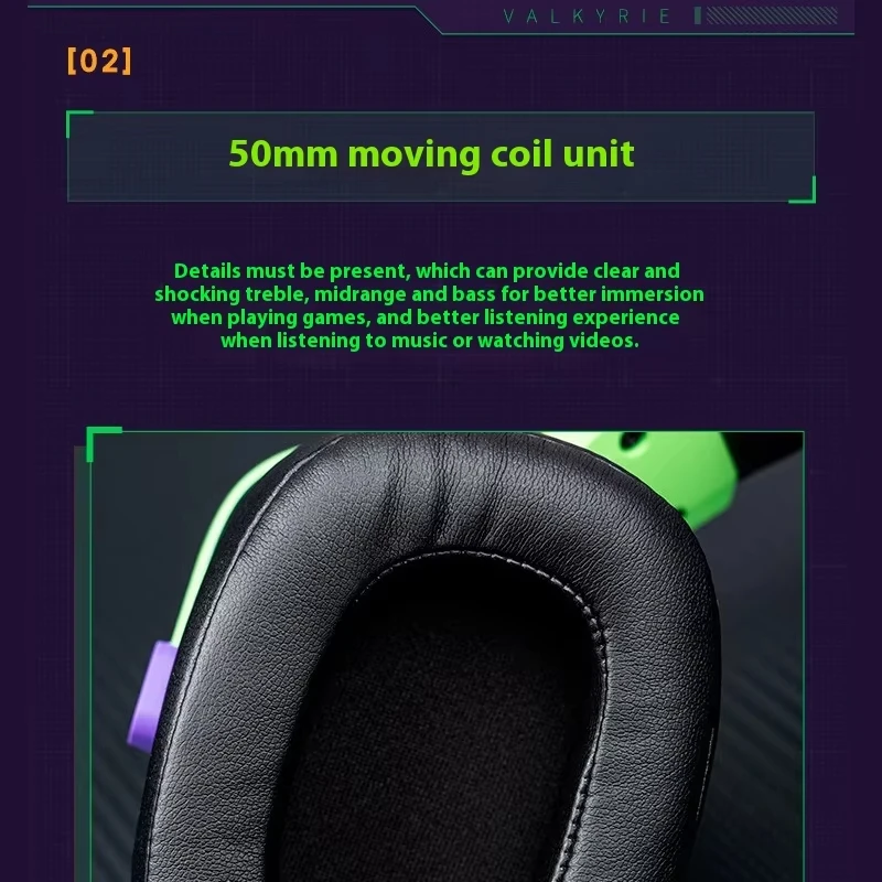 VALKYRIE VK S1 سماعة رأس بخاصية البلوتوث 50 مللي متر E-sports ديناميكية 3 وضع HIFI ضبط الكمون المنخفض عمر البطارية الطويل سماعة الألعاب مخصصة #3