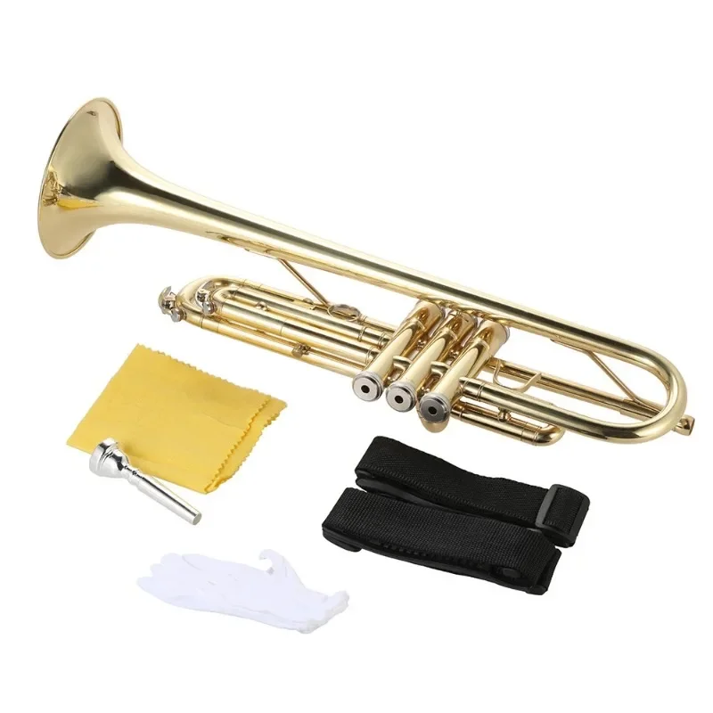 Trumpet Instruments B-flat Children's Professional Brass Instrument Beginner Practice Accessories Trumpets Brass Gold Plated