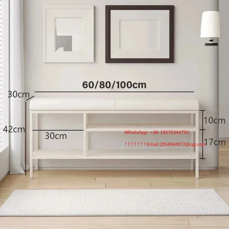 L Furniture Shoe Changing Stool Entrance Hall Shoe Rack Light Nordic Shoe Storage Cabinet Cream Wind Metal Rack Low Bench
