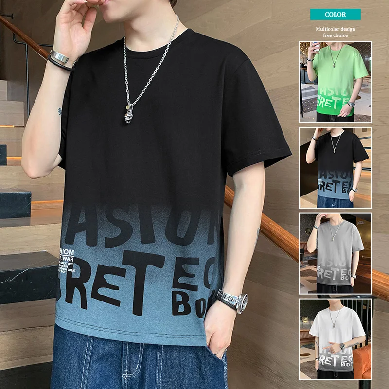 100% Cotton Short-Sleeved T-shirt Men's Summer Trendy Loose Handsome Student Casual Half Sleeve T-shirt