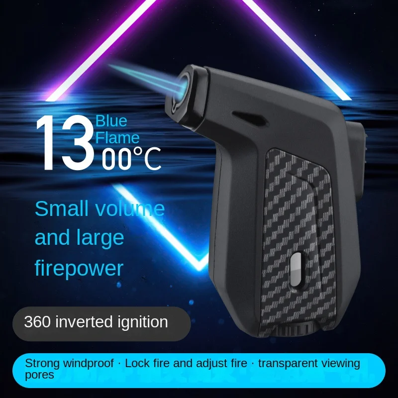 Unusual Gas Lighter Torch Jet Blue Flame Smoking Accessories Windproof Turbo Portable Pipe Cigar Lighter Gadgets for Men