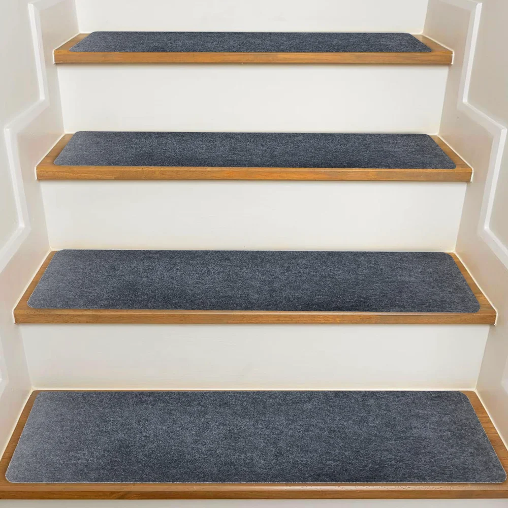 Tapis de bande de roulement d'escalier souple, auto-adhésif, antidérapant, Absorption d'eau, tapis de protection de sol muet de sécurité, 6/12 pièces