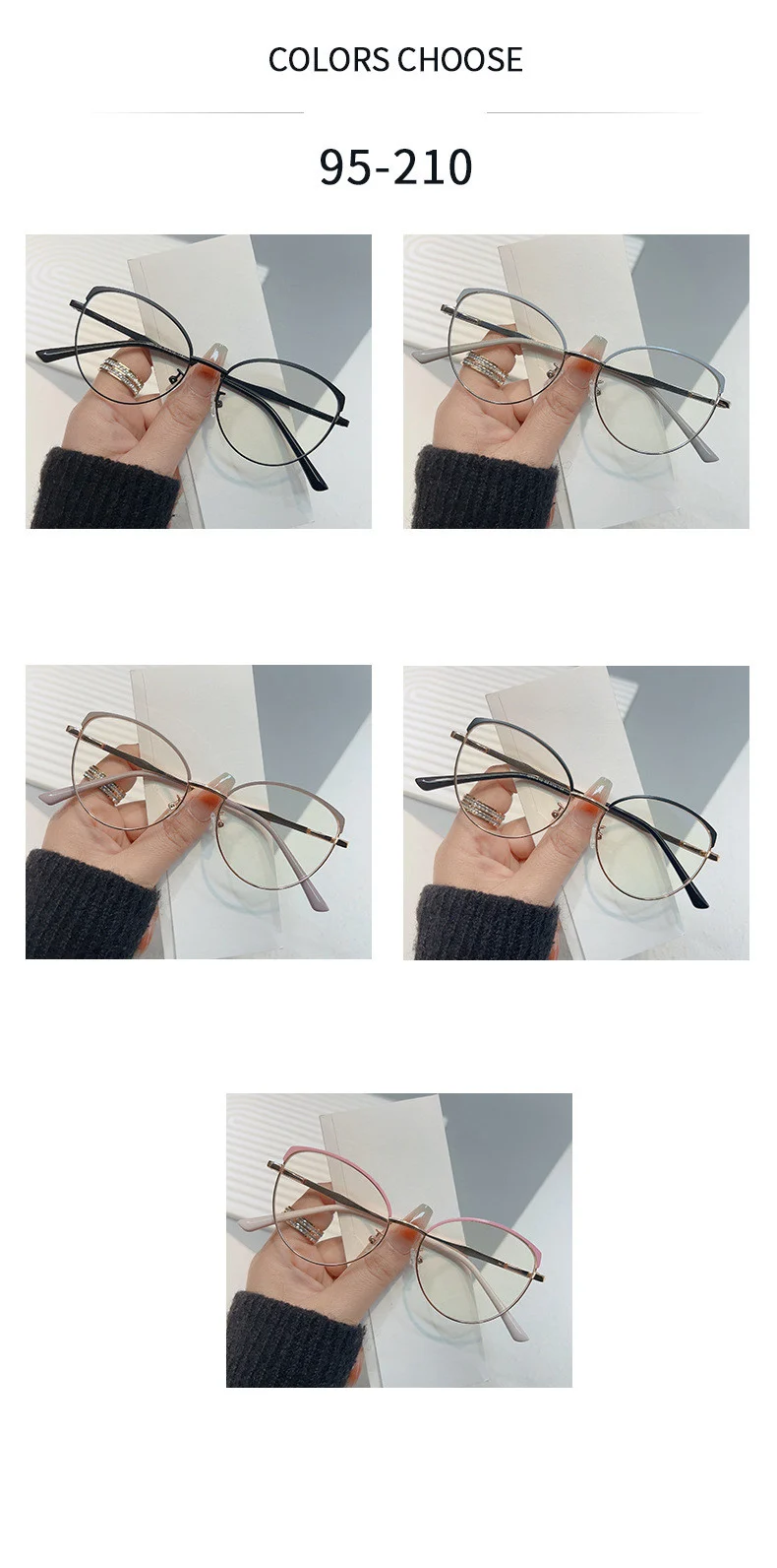 Marken design Retro runde Katzenauge Metall Mädchen Rahmen photo chrome Anti-Blaulicht Computer Frauen Lesebrille Grad 0 ~ 6 – Detail 8