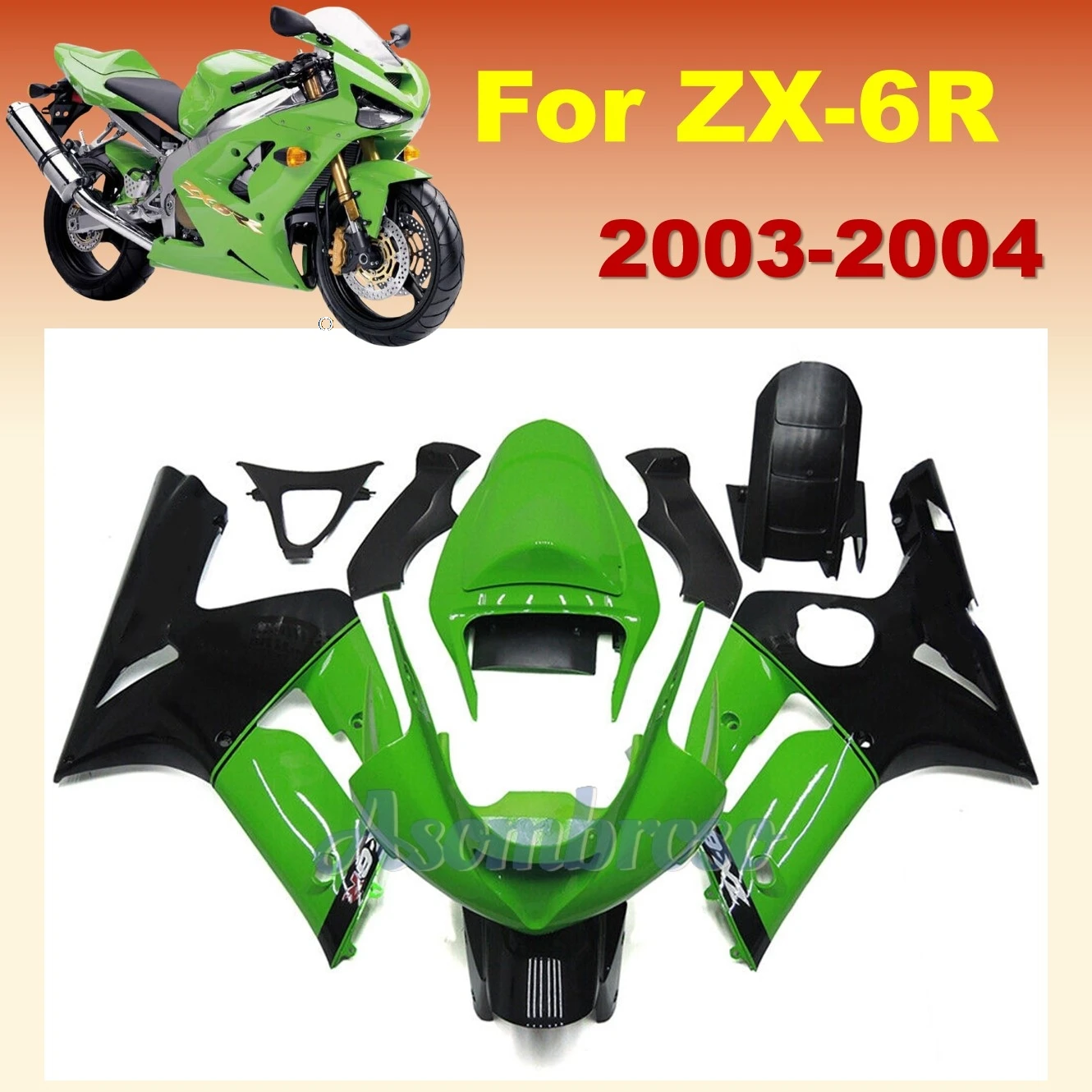 100% Injection ABS Fairing For  Ninja ZX6R ZX-6R 2003 2004 ZX 6R 03 04 ZX636 Motorcycle Fairings