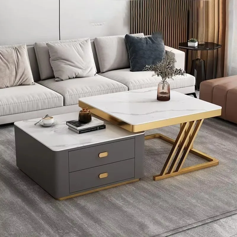 Trendy Advanced Sense Coffee Tables Marble European Style Metal Design Coffee Tables Luxury Modern Mesa Centro Home Furniture