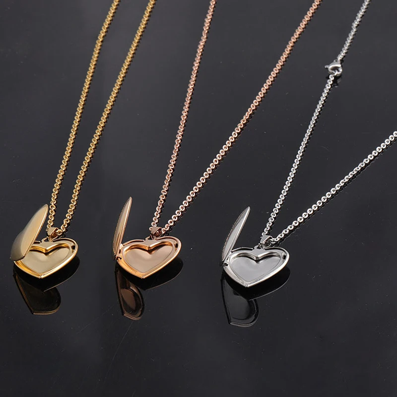 1PC Stainless Steel Love Heart Locket Pendants for Women Men Openable Photo Frame Picture Necklace