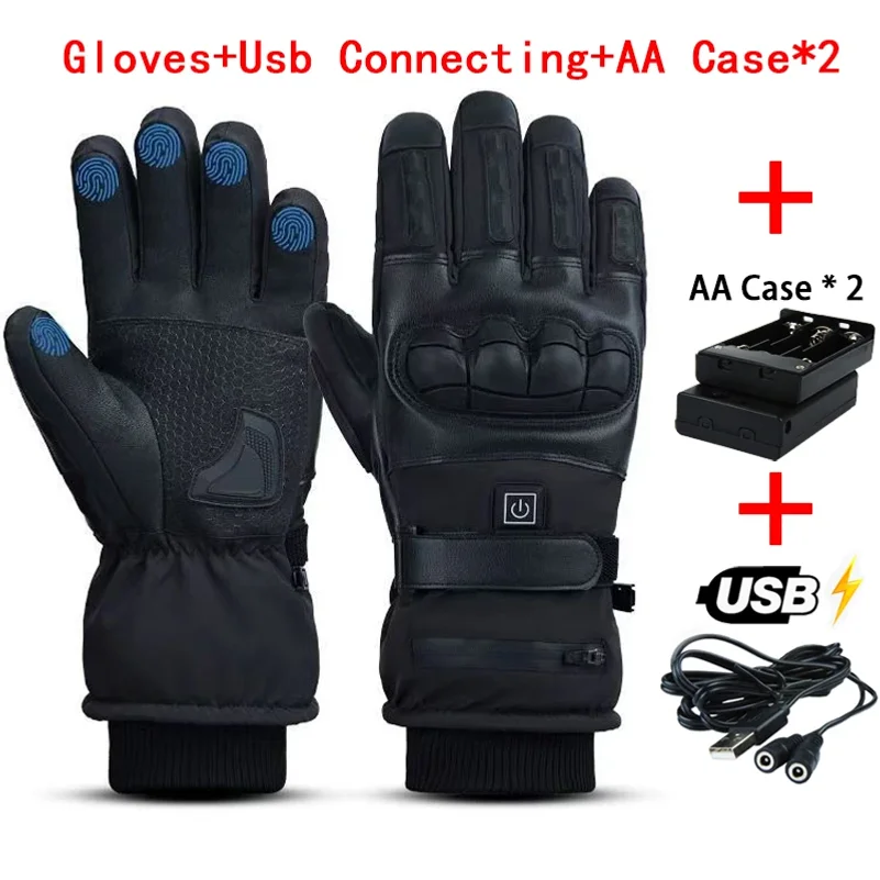 Heated Ski Gloves Battery Waterproof - ถุงมือให้ความร้อน ถุงมืออุ่นมือไฟฟ้า ถุงมือกันน้ำสำหรับเล่นสโนว์บอร์ด ปั่นจักรยาน ขี่มอเตอร์ไซค์ เล่นสกี