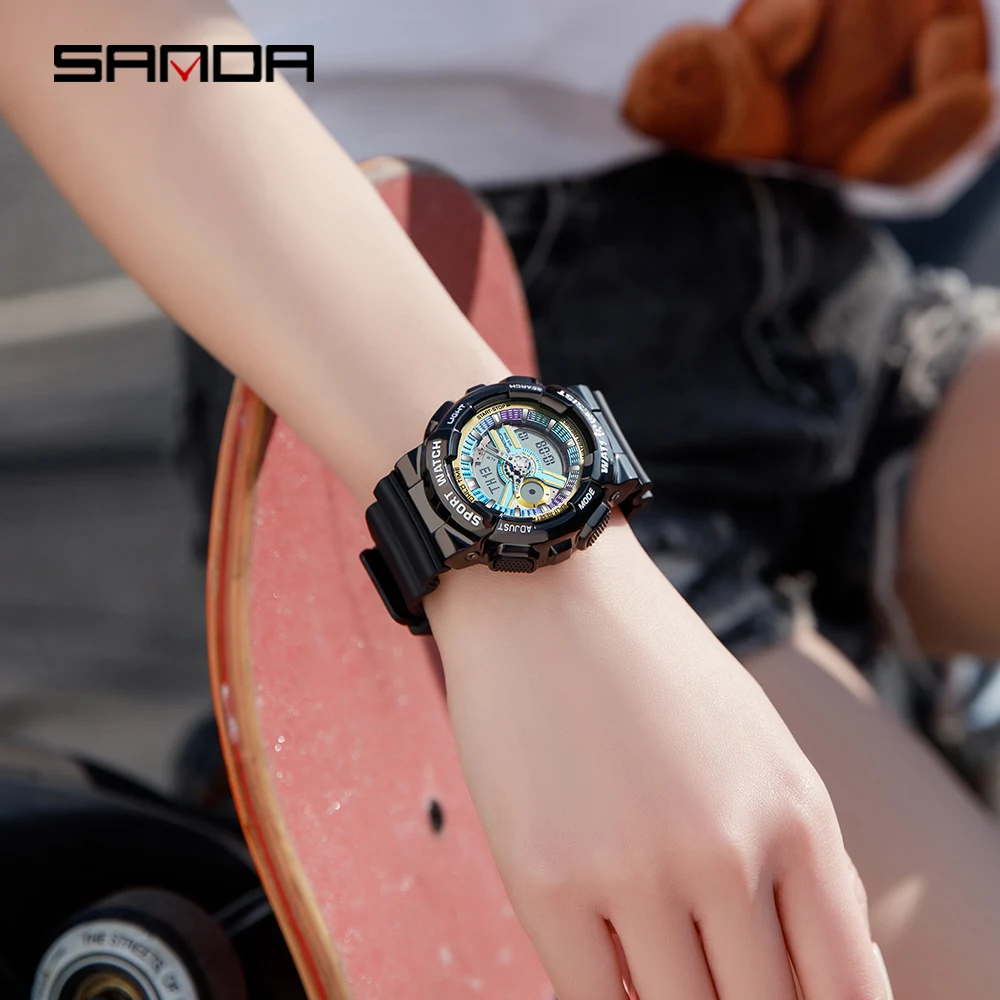 Watch for Women Luxury Brand Ladies Watch  2022 Sanda Magic Color Relojes Feminino Digitales Fashion Waterproof Sport Wristwatch