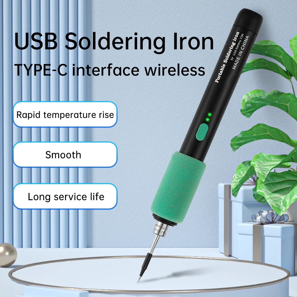 

650mAh 15W Wireless Electric Soldering Iron Set Electric Soldering Iron Tin Wire Bracket Rosin 180-450℃ Household Repair Tool