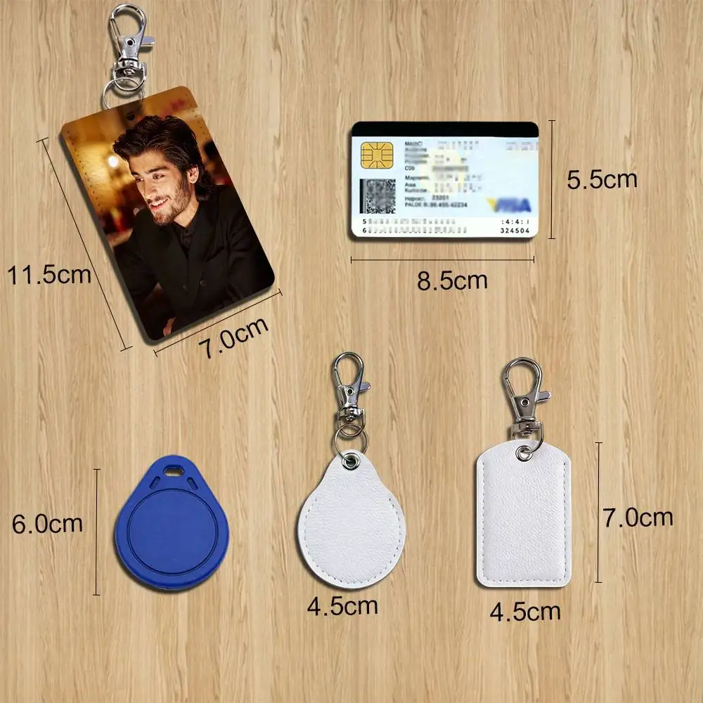 ROOM UNDER THE STAIRS Z-Zayn Card Case Leather Card Holder Keychain Key Ring Door Access Tags ID Card Case Keychain