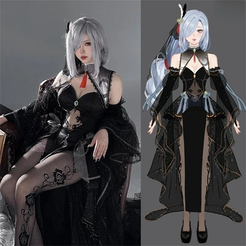 AGCOS SHENHE Doujin Hanayome Cosplay Game Genshin Impact Shenhe Cosplay Costume Halloween Sexy Cosplay Dress