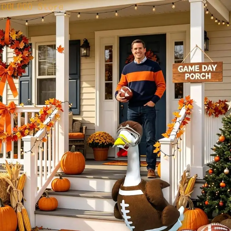 23Inch Porch Geese Outfit Turkey Football Themed Thanksgiving Theme Costume D0LD
