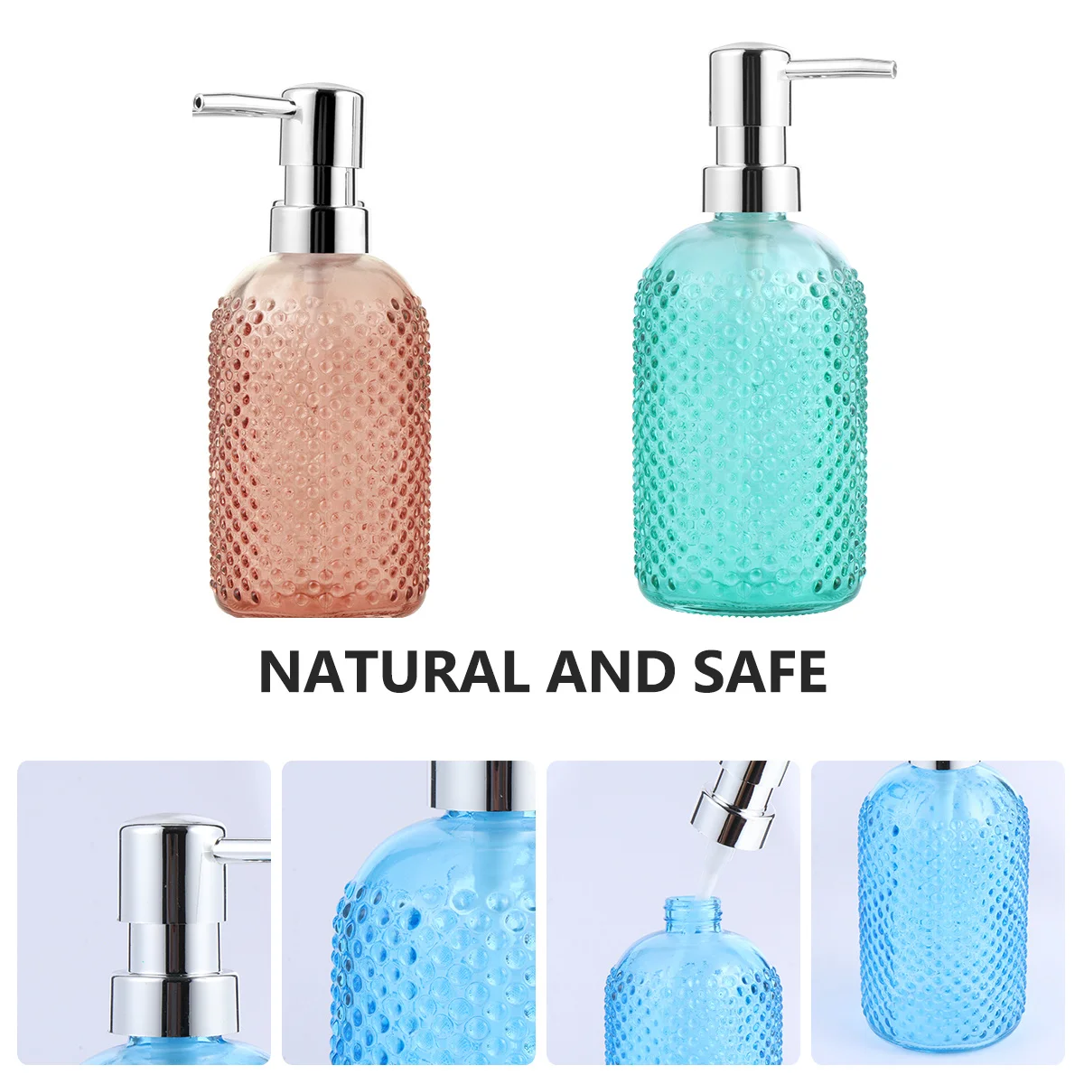3Pcs 400ml Reusable Eco Friendly Glass Lotion Bottle with Press Pump for Bathroom Kitchen Decor Empty Shampoo Glass Bottle