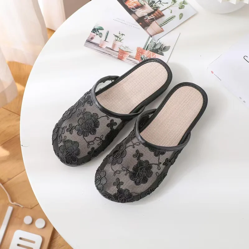 شباشب صيفية مطرزة على الطراز العرقي، جميلة في الهواء الطلق، قابلة للتنفس، ماصة للعرق وإزالة الروائح الكريهة