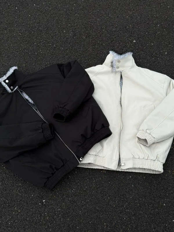 

Утепленная хлопковая куртка Wolf King с меховым воротником, модная, в американском стиле, молодежная, свободного кроя, теплая, с длинными рукавами