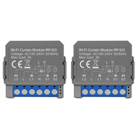 A79G 2Pcs Tuya WiFi Smart Curtain Switch Module with RF433 Remote for Roller Shutter Blinds Motor Work with Home