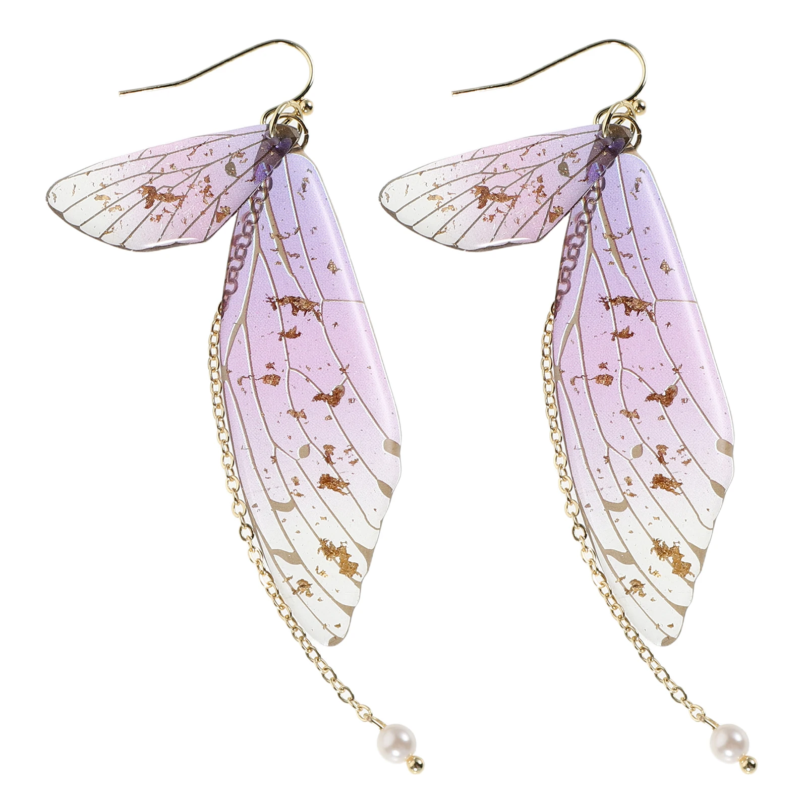 

2 Pcs Pearl Butterfly Earrings Fake Drop Fairy Themed Jewelry Pendant Beautiful Beach Wedding