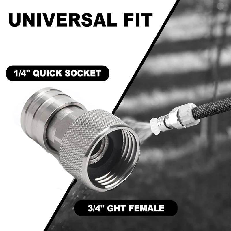 Garden Hose to Pressure Washer Adapter 3/4 GHT to 1/4 Quick Connect Convert Water Hose to Power Washer Connector Stainless Steel - view 4