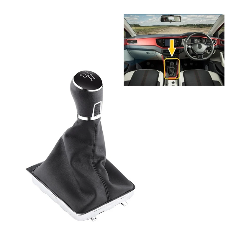 1 Piece Car Shift Handball With Dust Cover Black Plastic For VW Polo 5 Speed Gear Knob Gear Lever 6R0711113MQ