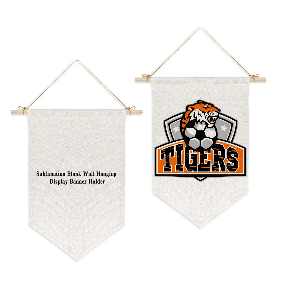 20Pcs Sublimation Blank Light Brown Linen Flag Thermal Transfer Pennant Decorative Flag Blank Consumables For Single-sided Print